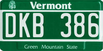 VT license plate DKB386