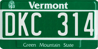 VT license plate DKC314