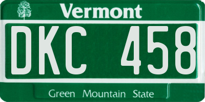 VT license plate DKC458