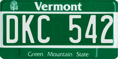VT license plate DKC542
