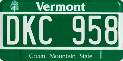 VT license plate DKC958
