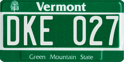 VT license plate DKE027