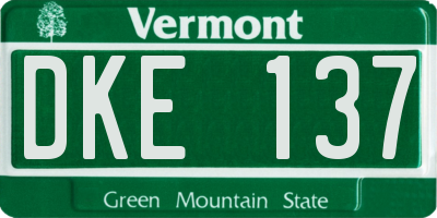 VT license plate DKE137