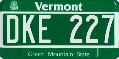 VT license plate DKE227