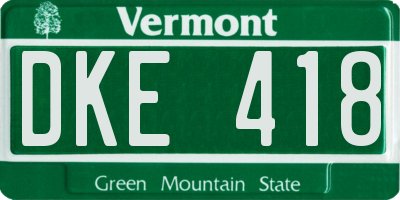 VT license plate DKE418