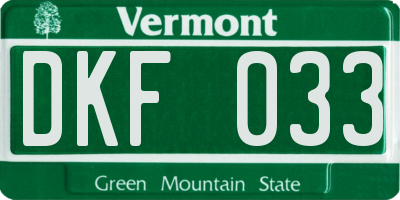 VT license plate DKF033