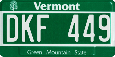 VT license plate DKF449