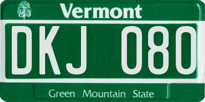 VT license plate DKJ080