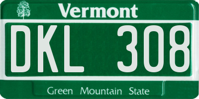 VT license plate DKL308