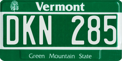 VT license plate DKN285