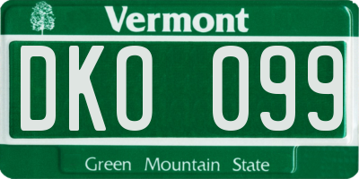 VT license plate DKO099