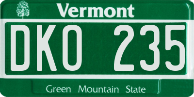 VT license plate DKO235