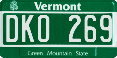 VT license plate DKO269