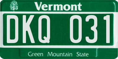 VT license plate DKQ031