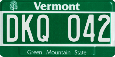 VT license plate DKQ042