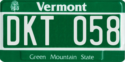 VT license plate DKT058