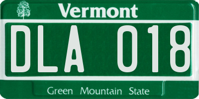 VT license plate DLA018