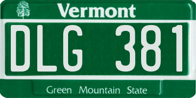 VT license plate DLG381