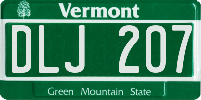 VT license plate DLJ207