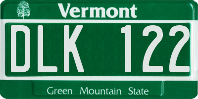VT license plate DLK122