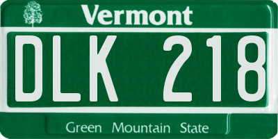 VT license plate DLK218