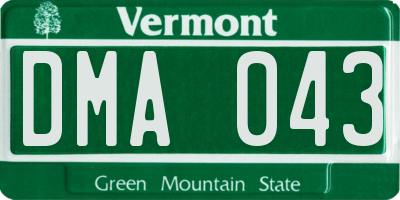 VT license plate DMA043