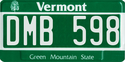 VT license plate DMB598