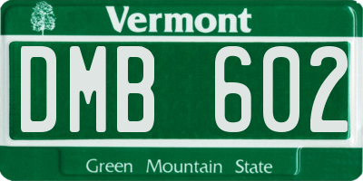 VT license plate DMB602