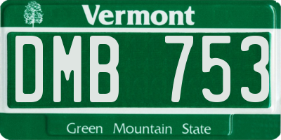 VT license plate DMB753