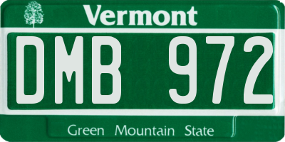 VT license plate DMB972