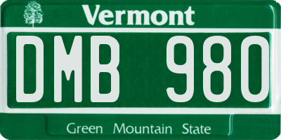 VT license plate DMB980