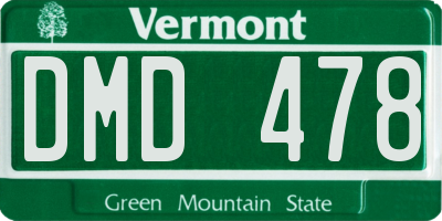 VT license plate DMD478