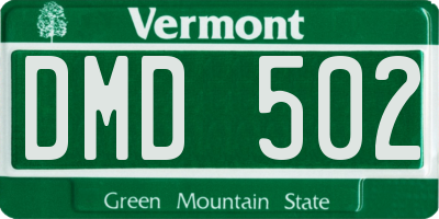 VT license plate DMD502