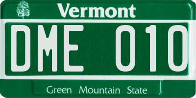 VT license plate DME010
