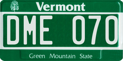 VT license plate DME070