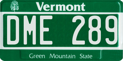 VT license plate DME289
