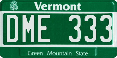 VT license plate DME333