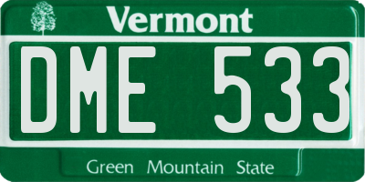 VT license plate DME533