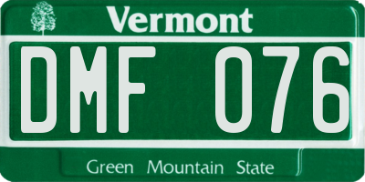 VT license plate DMF076