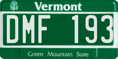 VT license plate DMF193