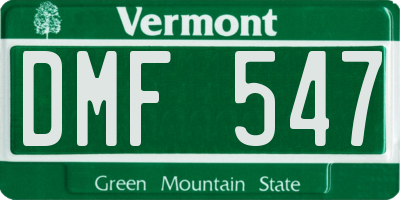 VT license plate DMF547