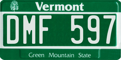 VT license plate DMF597