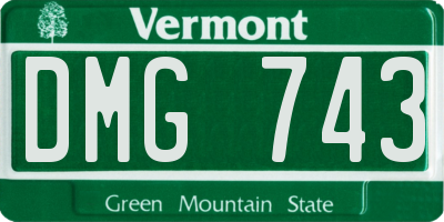 VT license plate DMG743