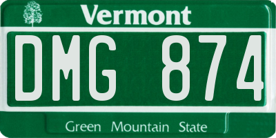 VT license plate DMG874