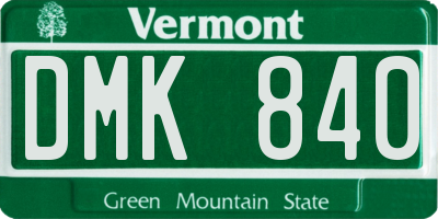 VT license plate DMK840