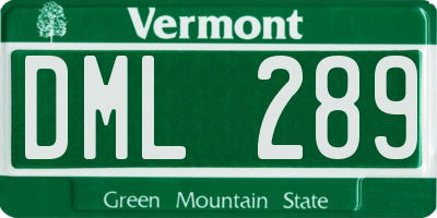 VT license plate DML289