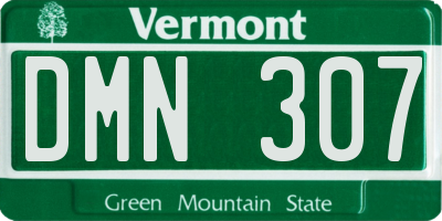 VT license plate DMN307