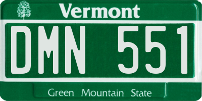 VT license plate DMN551