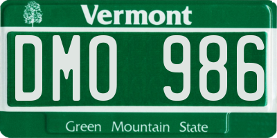 VT license plate DMO986