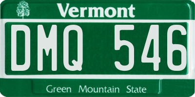 VT license plate DMQ546